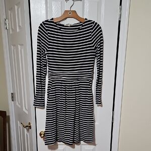 Boden Navy and White Long Sleeve Dress
